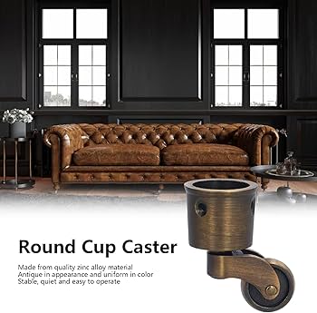 アンティークホイールテーブル Round Cup Caster Wheels, Zinc Alloy Vintage Set of 2 Antique